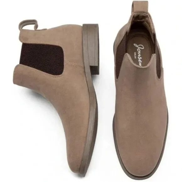 New Men's Chelsea Boots Casual Suede Fall Ankle Boots Simple, Mushroom - Picture 8 of 10